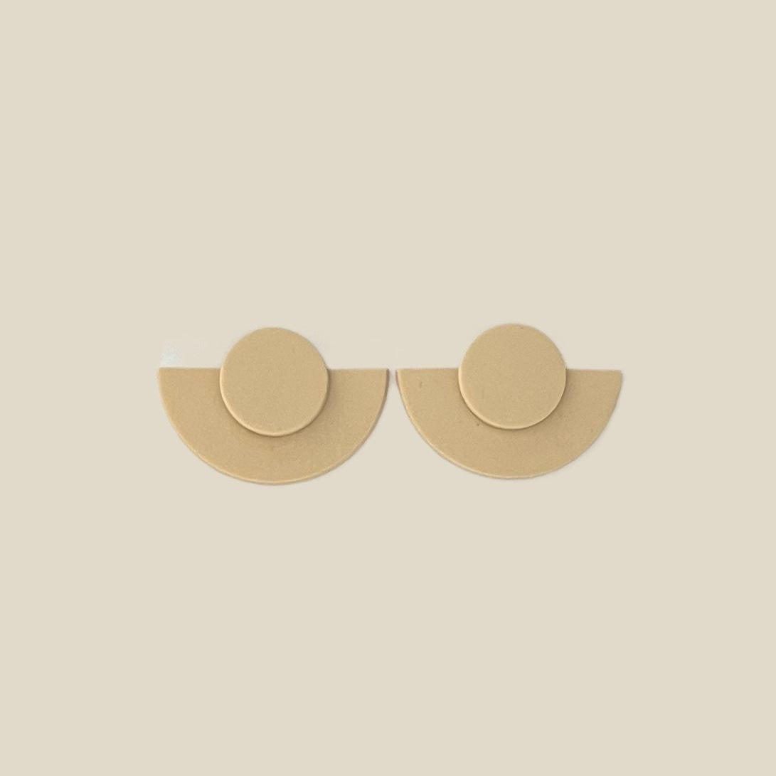 'Summer' Stud Earrings - Plain Circle Stacked on a Semicircle