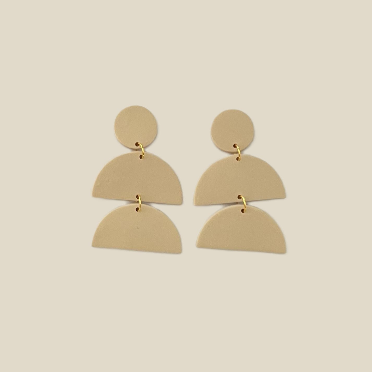 'Lola' Stack Earrings - Plain Circle and Two Semi Circles