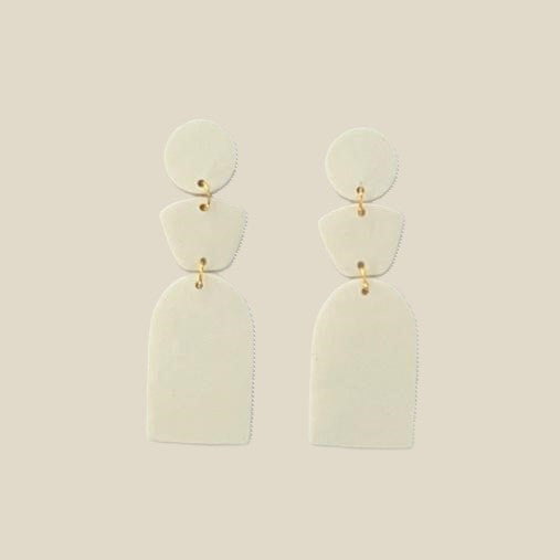 'Didi' Stack Earrings - Plain Circle, Trapezium and Arch