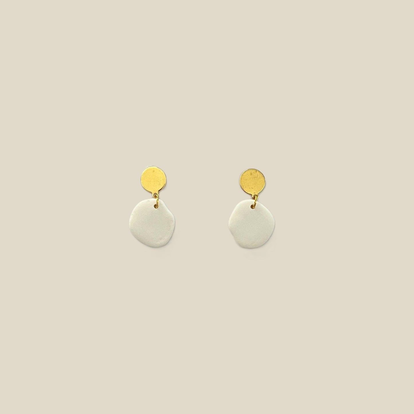 'Charlotte' Dangle Earrings - Mini Pebble Shape with Gold Circle Accent