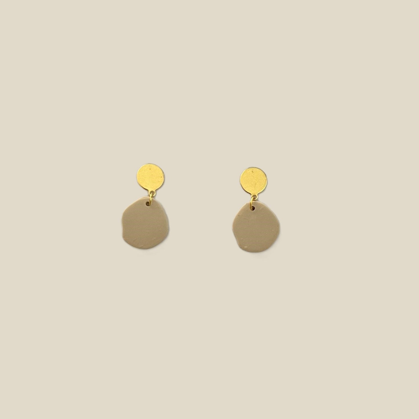 'Charlotte' Dangle Earrings - Mini Pebble Shape with Gold Circle Accent