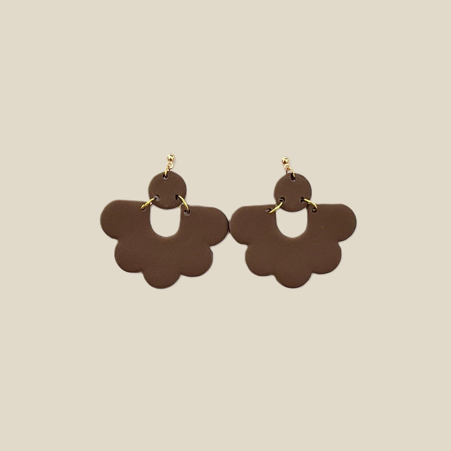 'Amelia' Dangle Earrings - Mini Circle With Scalloped Arch