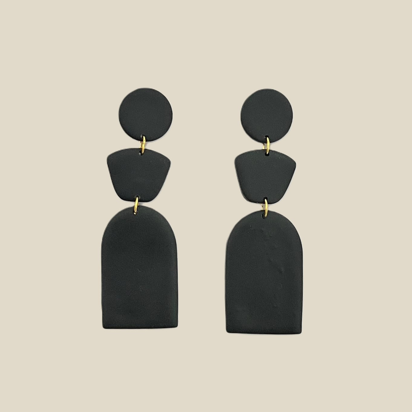 'Didi' Stack Earrings - Plain Circle, Trapezium and Arch