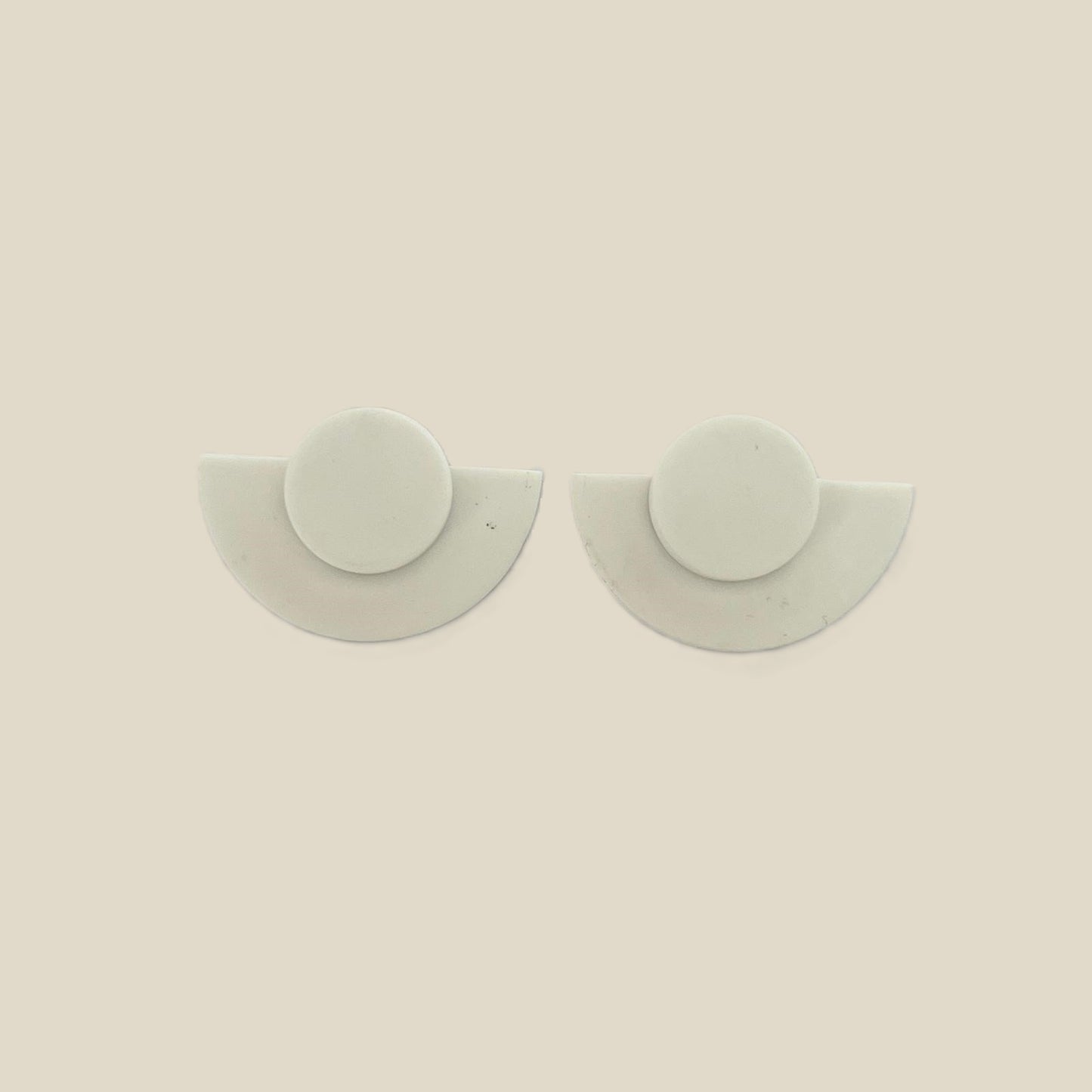 'Summer' Stud Earrings - Plain Circle Stacked on a Semicircle