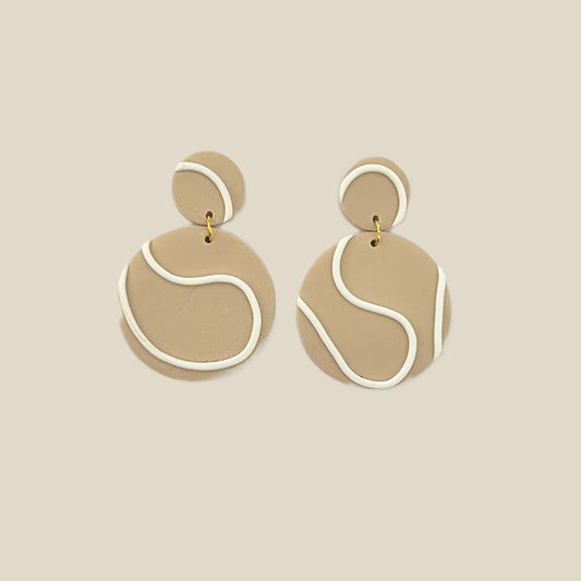 'Boyana' Dangle Earrings - Two Circles with Flowing Line Detail